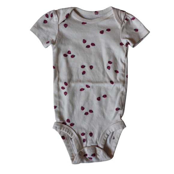 Carter's Other - Carters Baby Girl Ladybug Print Short Sleeve Bodysuit White Red 9 Months 9M